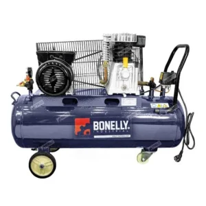 Compresora de aire industrial Bonelly 100 litros 3 HP monofásica tipo banda (8 bar)